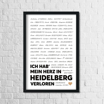 Heidelberg Poster Herz verloren weiß
