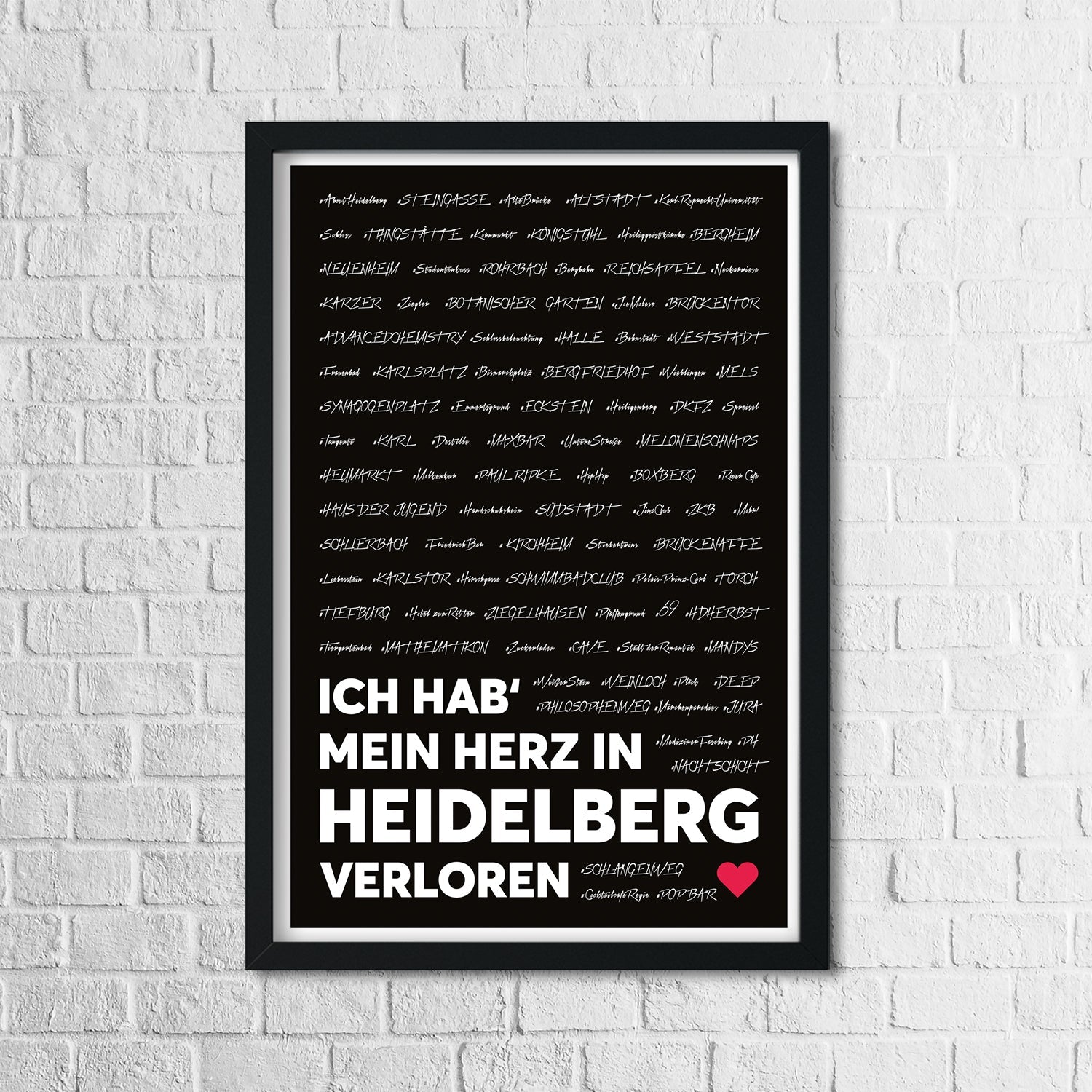 Heidelberg Poster Herz verloren schwarz