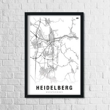 Heidelberg Poster Streetmap weiß