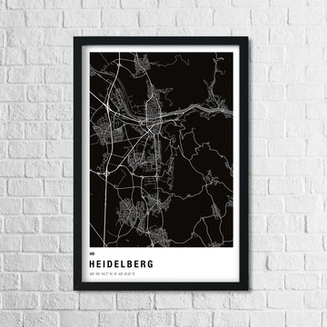 Heidelberg Poster Streetmap schwarz