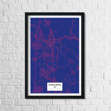 Heidelberg Poster Streetmap blau