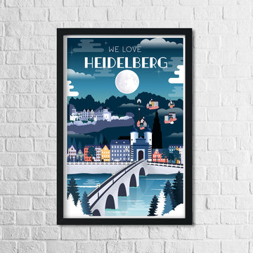 Heidelberg Poster Vintage bei Nacht